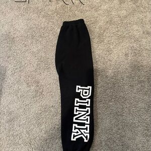 Black Sweatpants with White PINK Logo